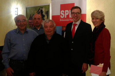 Die Geehrten (Von links): Theo Grimm, Martin Janzen, Oswald Kempf, Christian Holzer und Ulrike Böhrer-Leibold