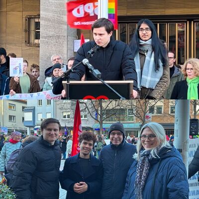 Oben: Mika Demant und Wurda Arshad, Unten: v.l.n.r.: Mika Demant, Jason Baumgärtner, Martin Gern, Yvonne Lauer